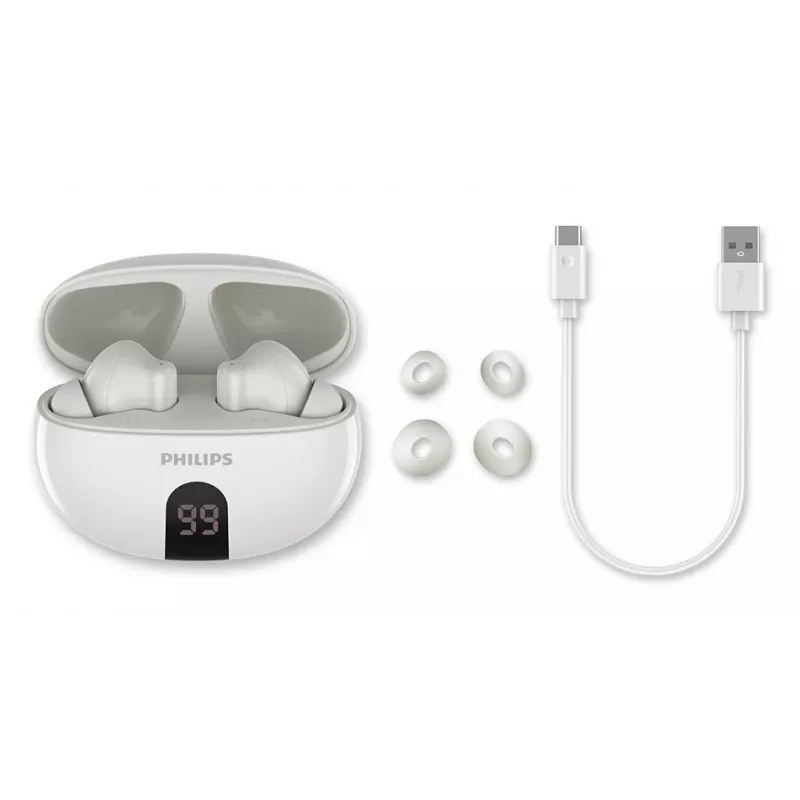 Kabelloses In-Ear-Headset Philips TAT2520WT/00 — Bluetooth, für Anrufe und Musik, 20–20000 Hz, 10 m Reichweite, weiß, 40 g