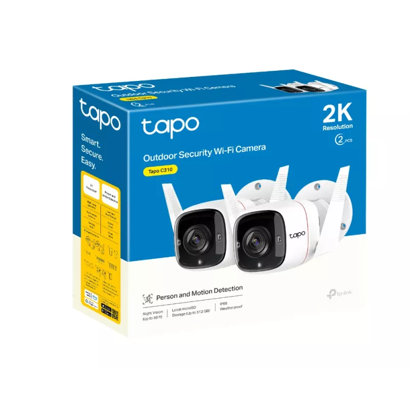 TP-Link Tapo Outdoor Security Wi-Fi Camera, IP-Sicherheitskamera, Außenbereich, Kabelgebunden & Kabellos, CE, NCC, Wandmontage, Weiß