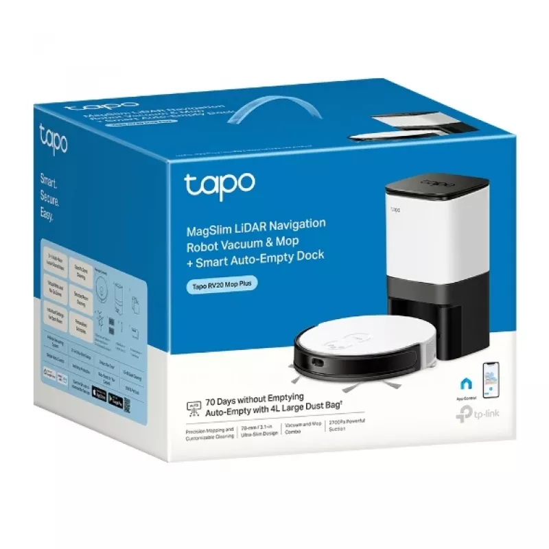 TP-Link Tapo RV20 Mop Plus 0,35 l Schwarz, Weiß