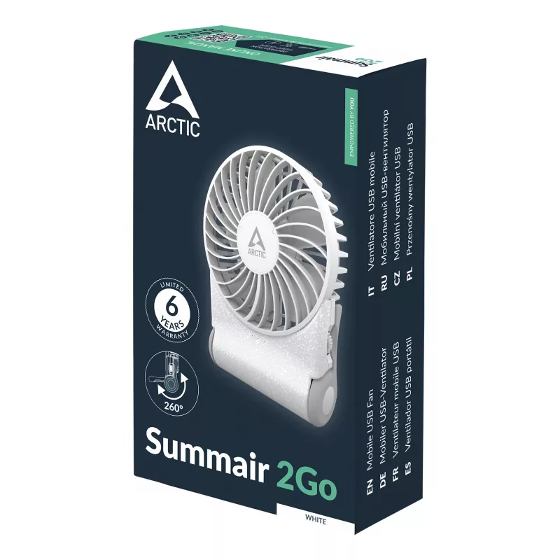 ARCTIC Summair 2Go - Leistungsstarker Handventilator mit extra langer Akkulaufzeit