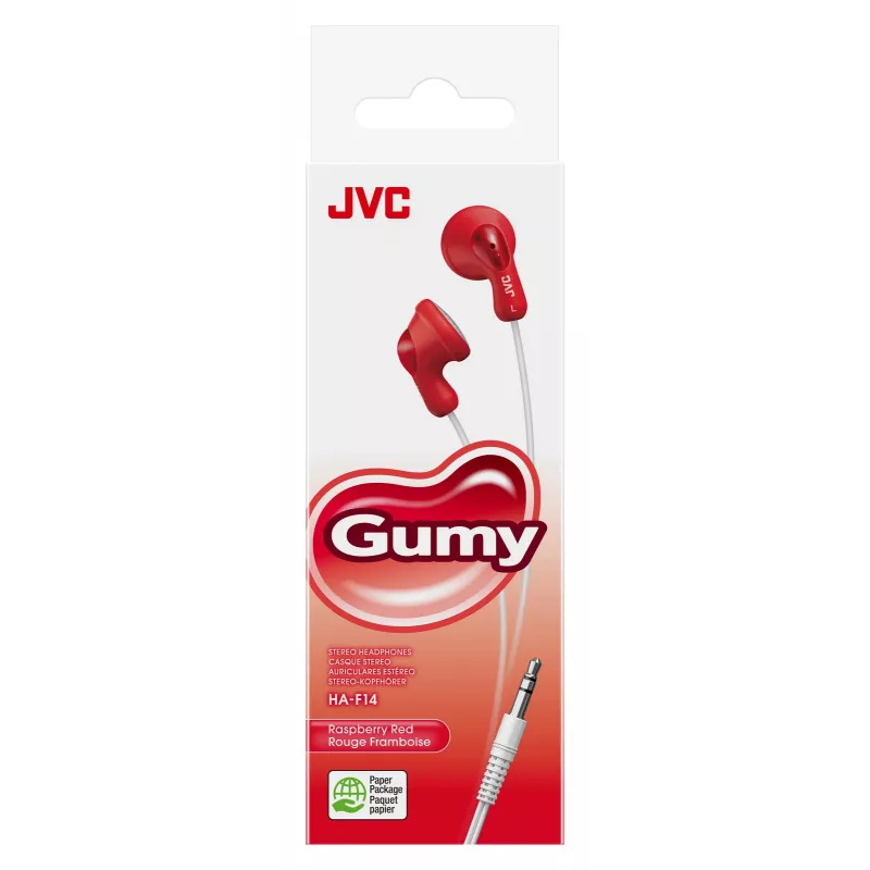JVC F14 Gumy In-Ear-Kopfhörer Kabelgebunden Rot, Kabelgebunden, 16 - 20000 Hz, Musik, 17,1 g, Kopfhörer, Rot