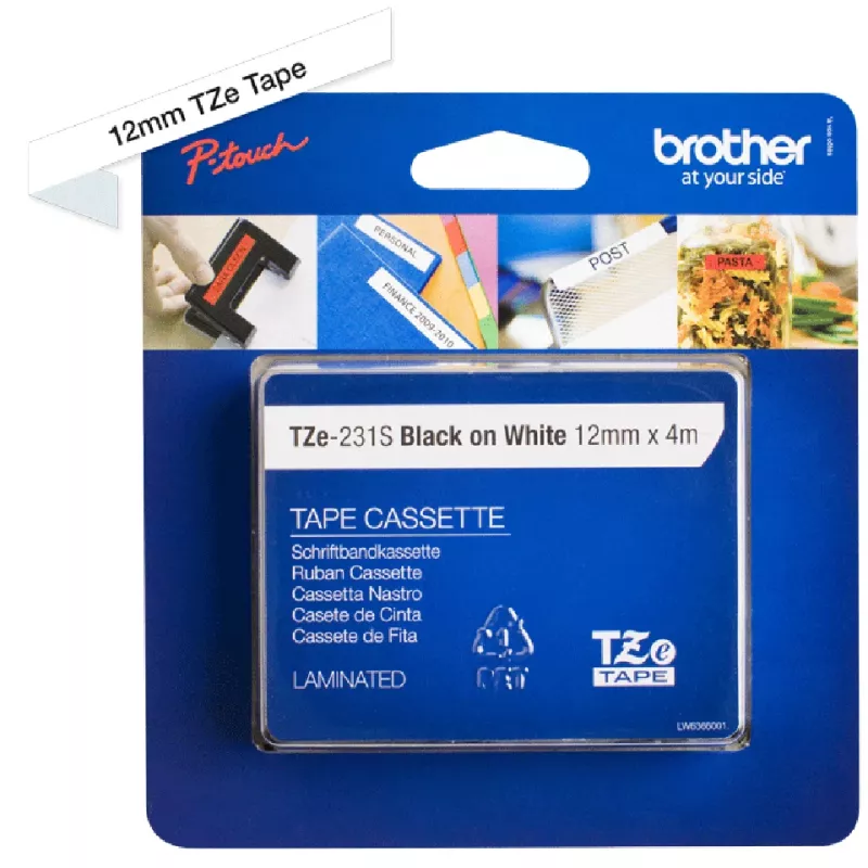 Brother TZE231S Etikettenband Schwarz auf Weiß TZe