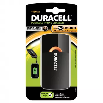 Duracell Mobiles Ladegerät Mobiltelefon Schwarz USB Innenbereich, Außenbereich