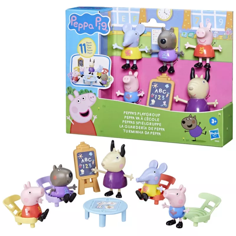 Hasbro Peppa Pig Spielgruppe Spielset mit 5 Figuren und 6 Zubehörteilen, Vorschulspielzeug für 3-jährige Mädchen und Jungen und älter