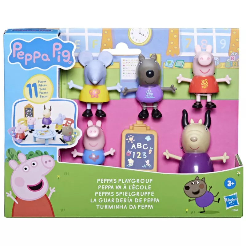 Hasbro Peppa Pig Spielgruppe Spielset mit 5 Figuren und 6 Zubehörteilen, Vorschulspielzeug für 3-jährige Mädchen und Jungen und älter