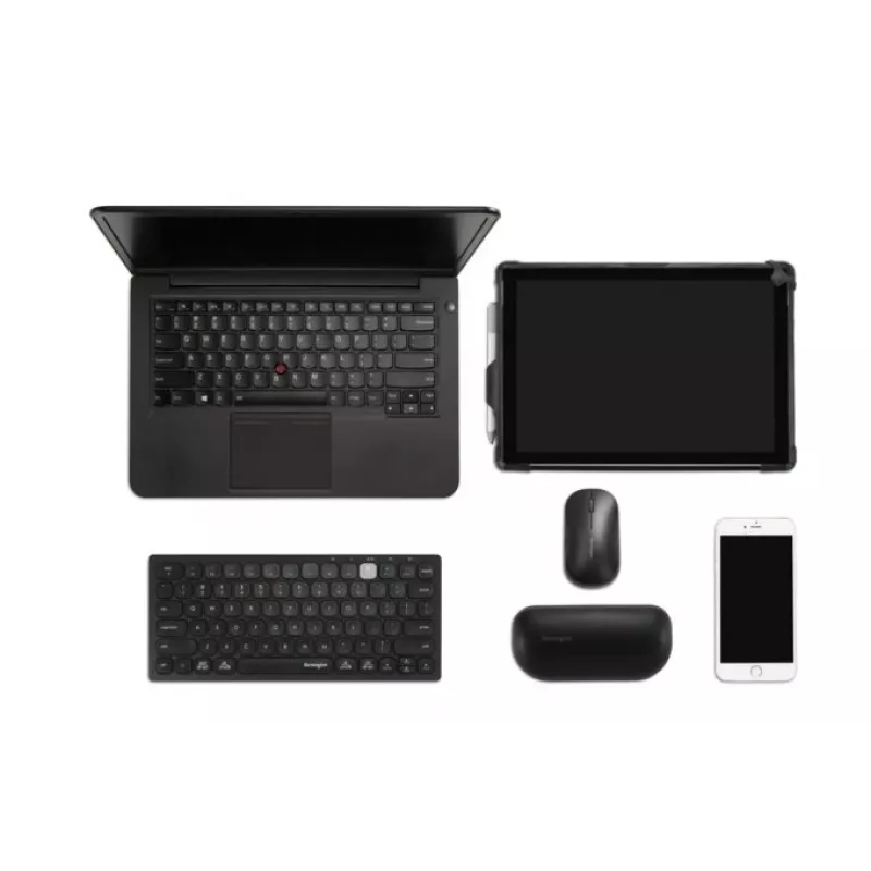 Kensington Dual Wireless Compact Tastatur - PN, Mini, Wireless, Bluetooth, QWERTY, Schwarz