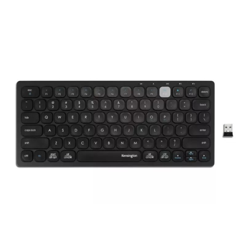 Kensington Dual Wireless Compact Tastatur - PN, Mini, Wireless, Bluetooth, QWERTY, Schwarz