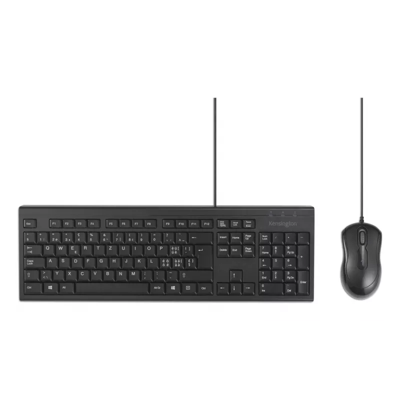 Kensington K75452CH, Kabelgebunden, USB, Membran, QWERTZ, Schwarz, Maus inklusive