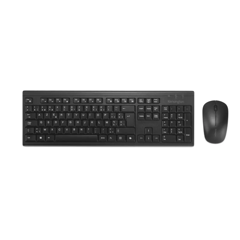 Kensington K75560BE, Kabellos, RF Wireless + Bluetooth, Membran, AZERTY, Schwarz, Maus inbegriffen