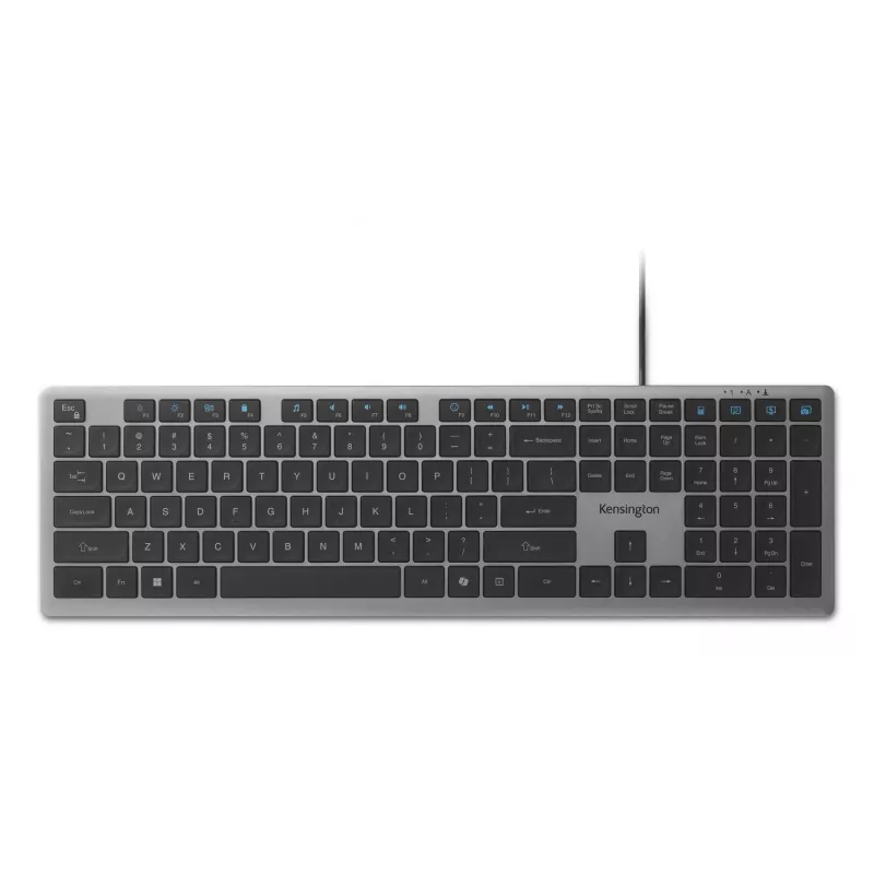 Kensington KB515 EQ USB-C/USB-A Kabelgebundene Tastatur, Full-Size (100 %), Kabelgebunden, USB, Scherenschalter, QWERTY, Grau