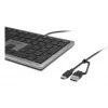 Kensington KB515 EQ USB-C/USB-A Kabelgebundene Tastatur, Full-Size (100 %), Kabelgebunden, USB, Scherenschalter, QWERTY, Grau