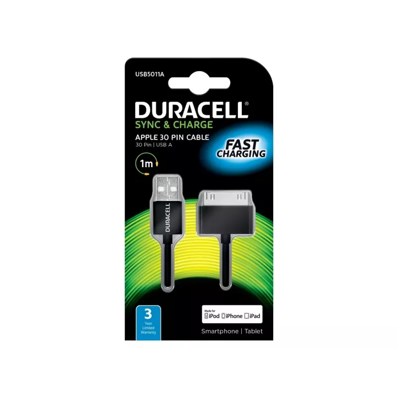 Duracell Sync-/Ladekabel 1 Meter Schwarz