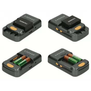 2-Power Universal-Kamera-Ladegerät – Einzelhandel, Lithium-Ionen (Li-Ion), Nickel-Metallhydrid (NiMH), AA, AAA