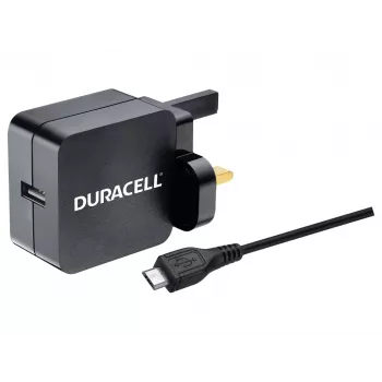Duracell 2.4A Wandladegerät & 1M Mikro-USB-Kabel, Innenbereich, AC, 2.4 A, Schwarz