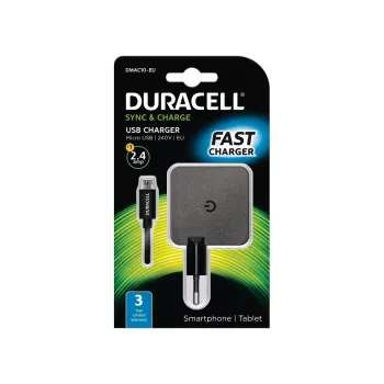 Duracell 2.4A Telefon-/Tablet-Ladegerät, Innenbereich, AC, 5 V, 2,4 A, Schwarz