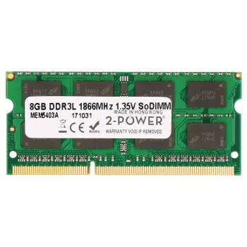 2-Power 8GB PC3-14900 1866MHz 1.35V SODIMM Arbeitsspeicher, 8 GB, 1 x 8 GB, DDR3L, 1866 MHz, 204-polig SO-DIMM, Grün