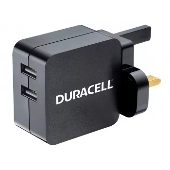 Duracell 2x2,4A USB Telefon/Tablet-Ladegerät, Innenbereich, AC, 5 V, Schwarz
