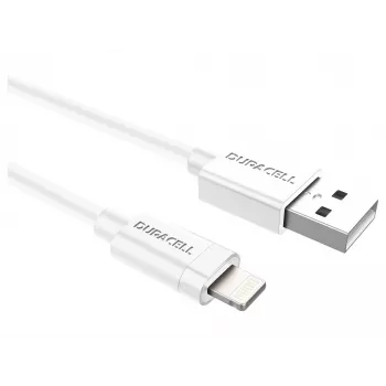 Duracell Sync/Charge Kabel 1 Metre White, 1 m, USB A, Lightning, 2.0, Weiß