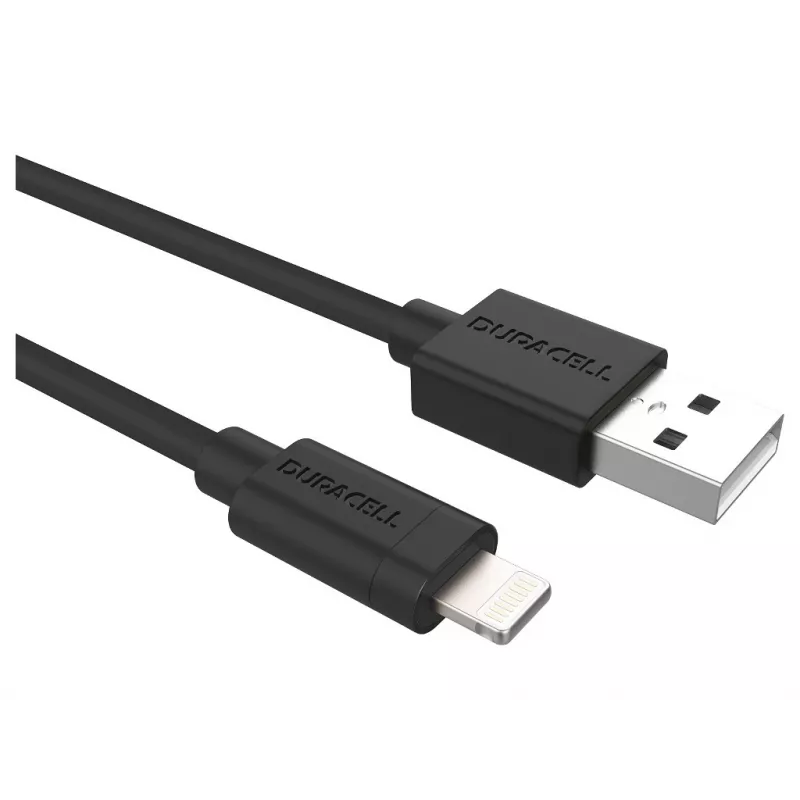 Duracell Sync-/Ladekabel 2 Meter Schwarz, 2 m, USB A, Lightning, 2.0, Schwarz