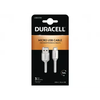 Duracell Sync/Charge Kabel 1 Metre White, 1 m, USB-A, Micro-USB-A, 2.0, Weiß