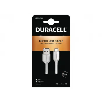 Duracell Sync-/Ladekabel 2 Meter Weiß, 2 m, USB A, Micro-USB A, 2.0, Weiß
