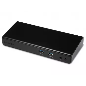 2-Power USB 3.0 Dual Display Docking Station, Docking, 3,5 mm, USB Type-A, USB Type-B, 10,100,1000 Mbit/s, Schwarz, 5 Gbit/s