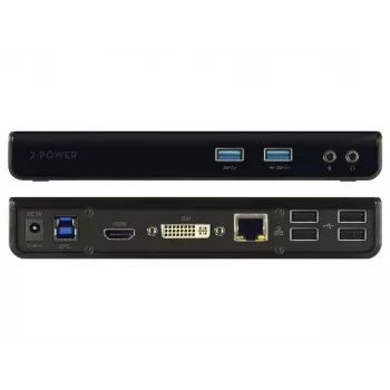 2-Power USB 3.0 Dual Display Docking Station, Docking, 3,5 mm, USB Type-A, USB Type-B, 10,100,1000 Mbit/s, Schwarz, 5 Gbit/s