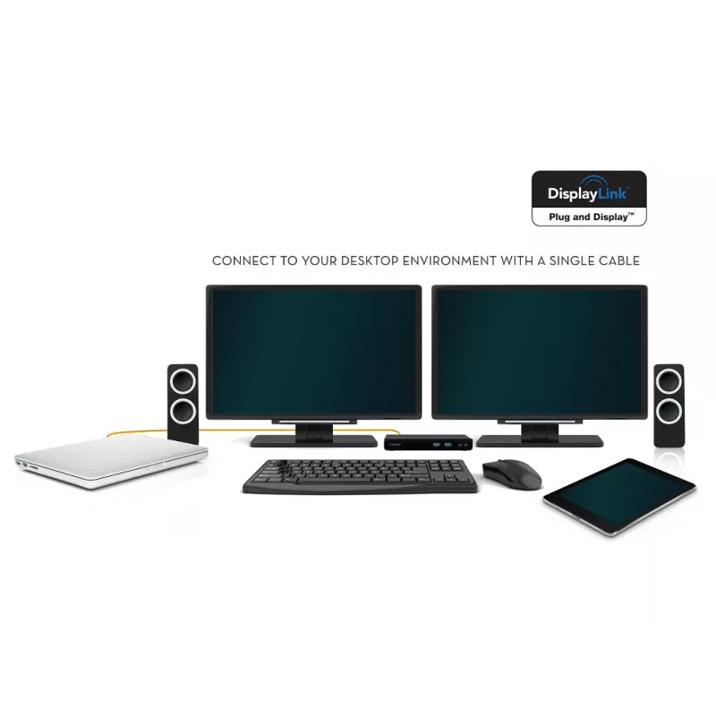 2-Power USB 3.0 Dual Display Docking Station, Docking, 3,5 mm, USB Type-A, USB Type-B, 10,100,1000 Mbit/s, Schwarz, 5 Gbit/s