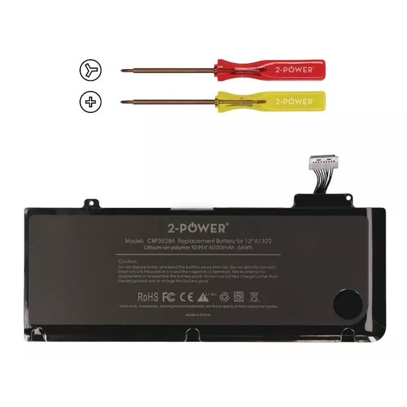 2-Power 10,95 V 6000 mAh Li-Polymer Laptop-Akku, Akku, Apple MacBook Pro 13 Zoll A1278, Mid 2009 (EMC2326)
