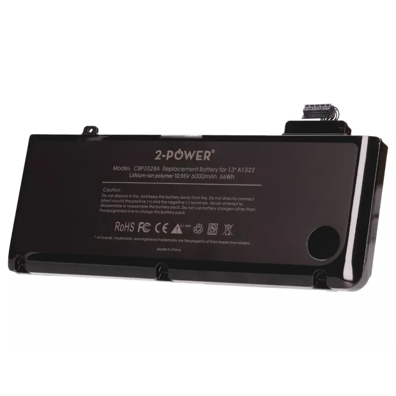 2-Power 10,95 V 6000 mAh Li-Polymer Laptop-Akku, Akku, Apple MacBook Pro 13 Zoll A1278, Mid 2009 (EMC2326)
