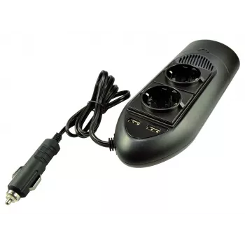 Duracell 175W Twin EU Socket Inverter, Universal, Indoor, 12 V, 175 W, 12 V, DC1-to-DC2