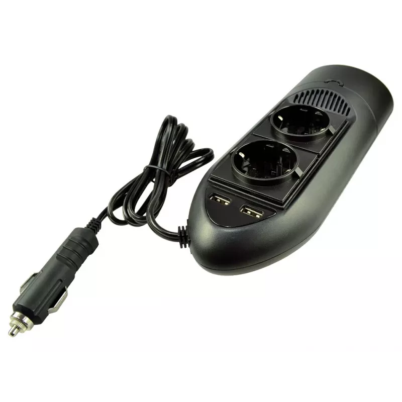 Duracell 175W Twin EU Socket Inverter, Universal, Indoor, 12 V, 175 W, 12 V, DC1-to-DC2