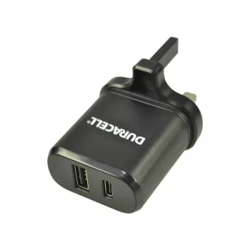 Duracell Type-C & Type-A Netzladegerät, Innenbereich, AC, Schwarz