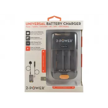 2-Power Universelles Kamera-Akkuladegerät – Einzelhandel, Lithium-Ionen (Li-Ion), AA, AAA, Nein