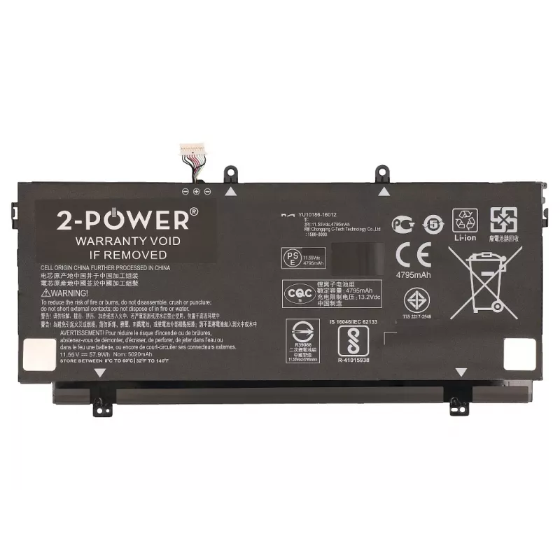 2-Power 11,55 V 5020 mAh Li-Polymer Laptop-Akku, Akku, HP Spectre x360 13-ac000