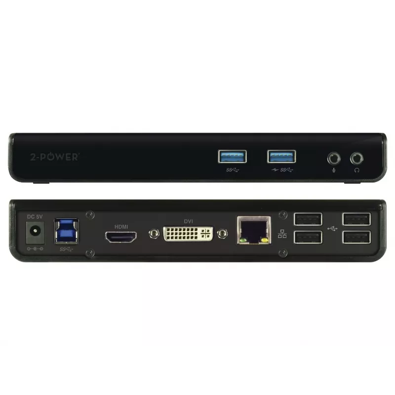2-Power DOC0110A Laptop-Dockingstation/Port-Replikator Kabelgebunden USB 3.2 Gen 1 (3.1 Gen 1) Typ-B Schwarz