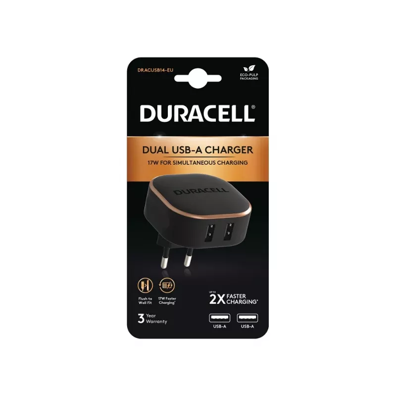 Duracell DRACUSB14-EU mobiles Ladegerät Schwarz
