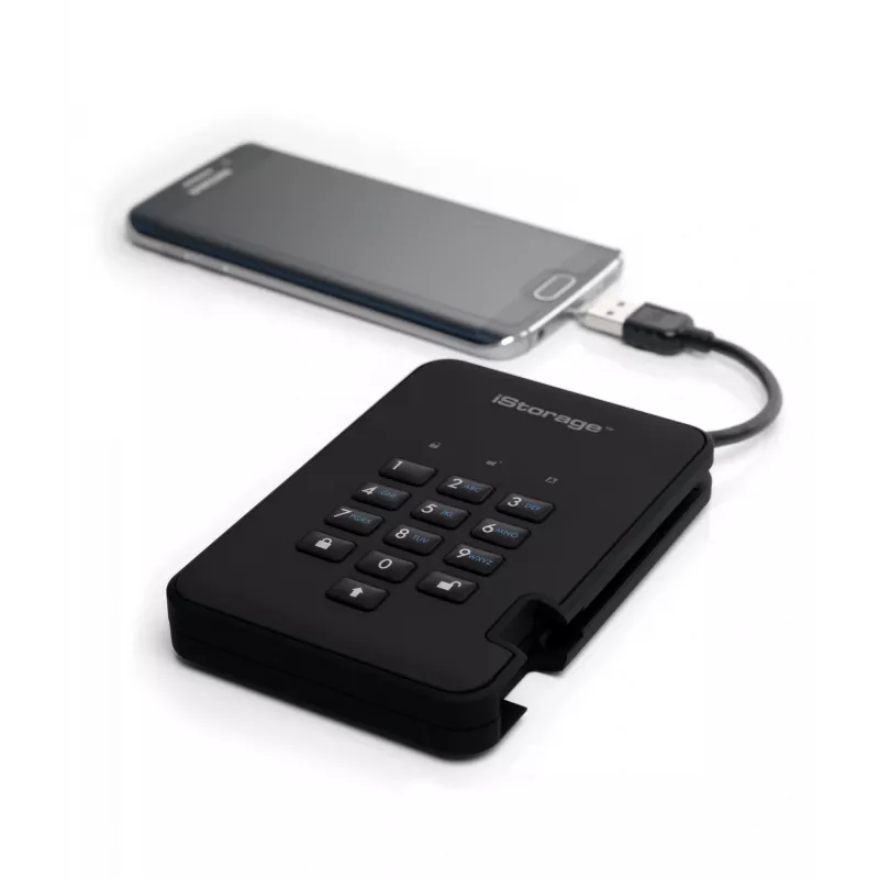 iStorage diskAshur² HDD 4TB Schwarz | Sichere tragbare Festplatte | AES-XTS 256-Bit-Hardware-Verschlüsselung | PIN-geschützt | Betriebssystem- und plattformunabhängig | TAA-konform | Schutz vor Brute-Force-Angriffen | Staub-/Wasserbeständig