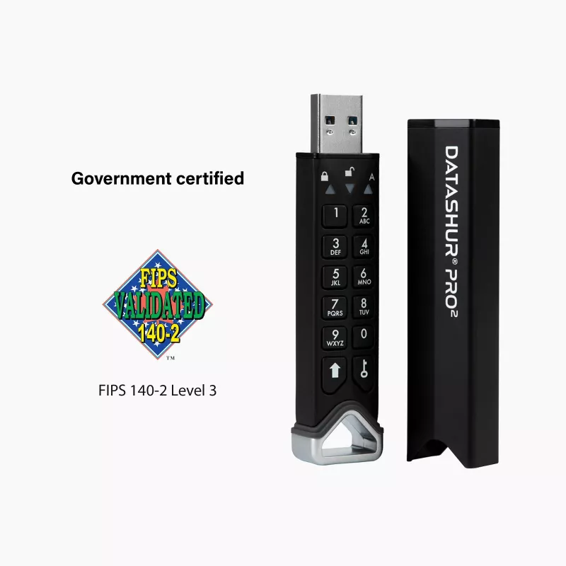 iStorage datAshur PRO2 256 GB | Sicherer USB-Stick | FIPS 140-2 Level 3 zertifiziert | AES-XTS 256-Bit-Hardwareverschlüsselung | Passwortgeschützt | Staub-/wassergeschützt |