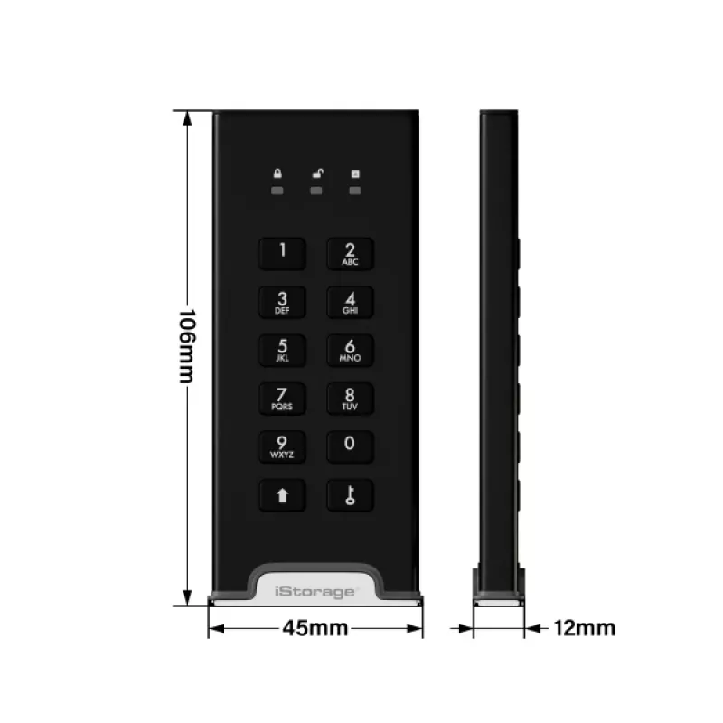 iStorage diskAshur M² SSD 240 GB | Sicheres tragbares Solid-State-Laufwerk | FIPS 140-3 Level 3 konform | Common Criteria EAL 5+ | Betriebssystem- und plattformunabhängig | DSGVO-, TAA-konform | Schutz vor Brute-Force-Angriffen | Staub- und wasserbeständig