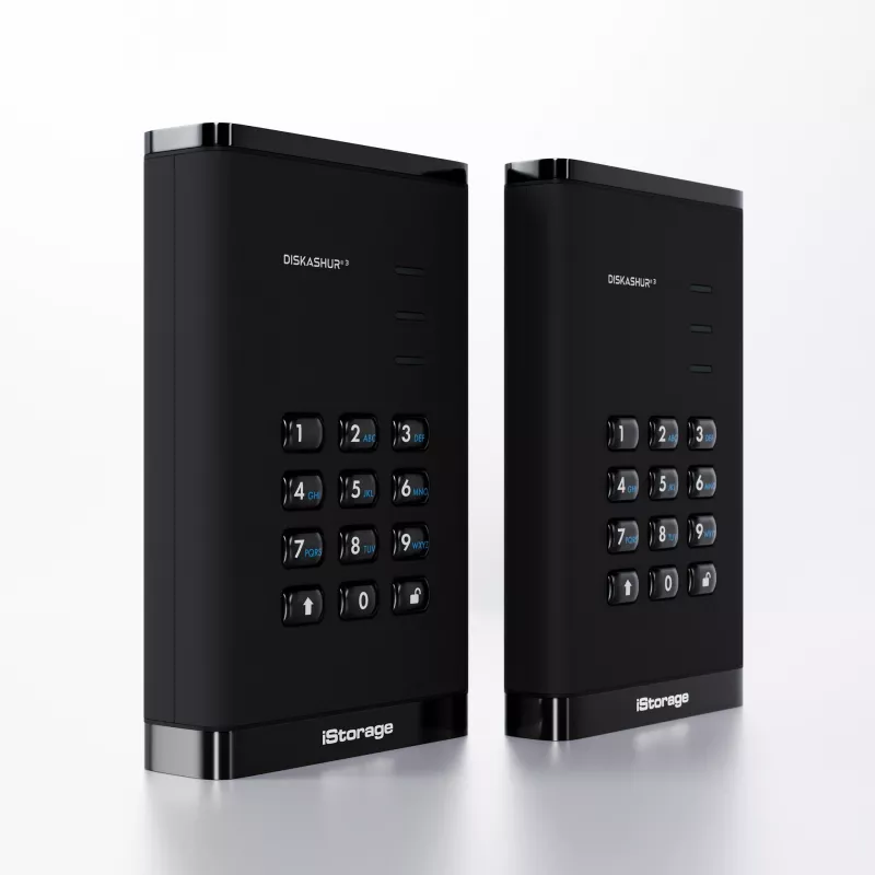 iStorage diskAshur³ 4 TB Schwarz | Sichere tragbare Festplatte | FIPS 140-3 Level 3 konform | Common Criteria EAL 5+ | PIN-geschützt | AES-XTS 256-Bit-Hardwareverschlüsselung | DSGVO, TAA-konform | Staub-/Wasserbeständig |