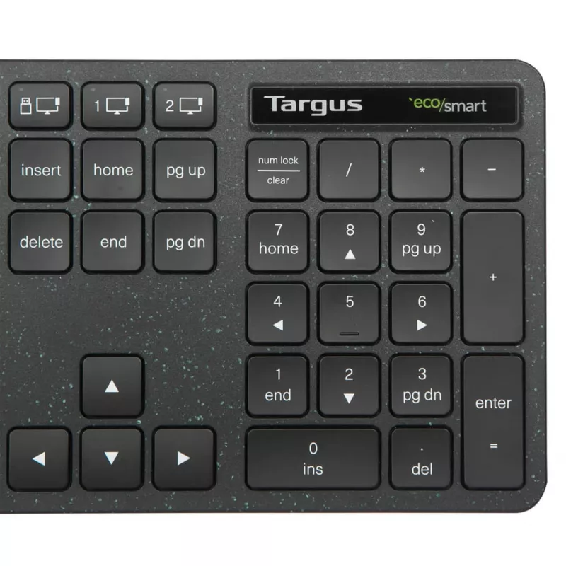 Targus EcoSmart AKB873FR Tastatur Universal RF Wireless + Bluetooth AZERTY Französisch Schwarz