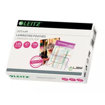 Leitz iLAM Glossy A7 Laminierfolien, 125 Mikron, Packung mit 100