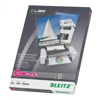 Leitz iLAM vorgelochte A4-Laminierfolien, 125 Mikron, Packung mit 100