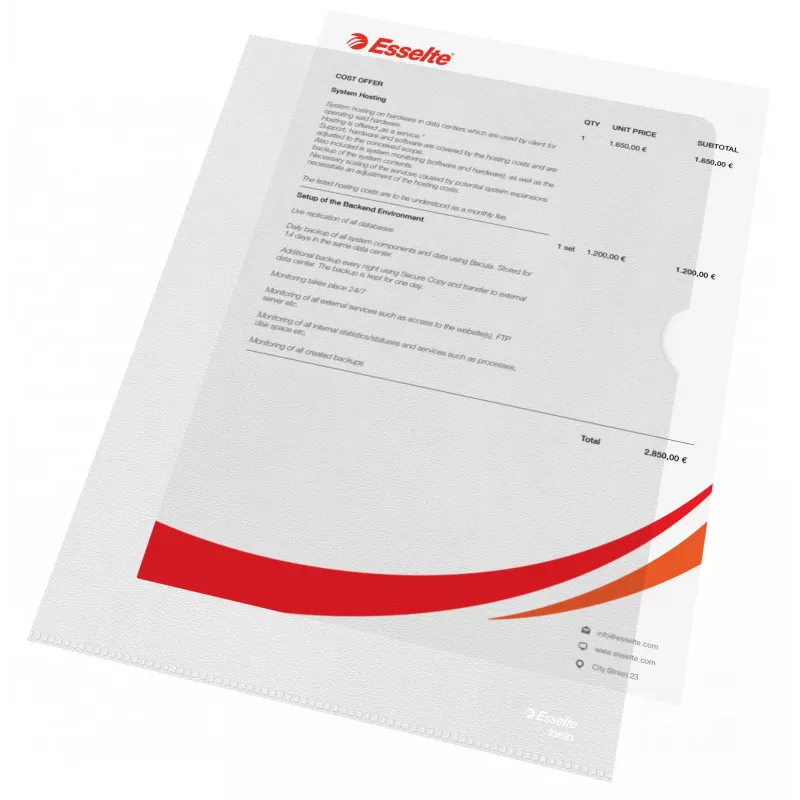 Esselte Ordner 120my A4, A4, Polyvinylchlorid (PVC), Transparent, 220 mm, 307 mm, 1 mm