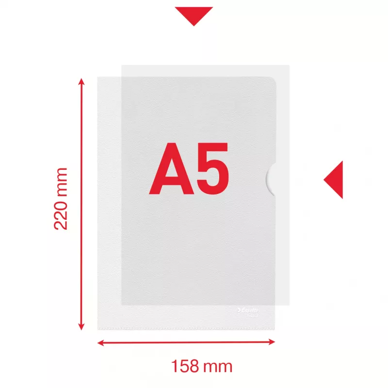 Esselte Premium A5-Mappe, Projektmappe, A5, Polypropylen (PP), Transparent, Hochformat, 40 Blatt