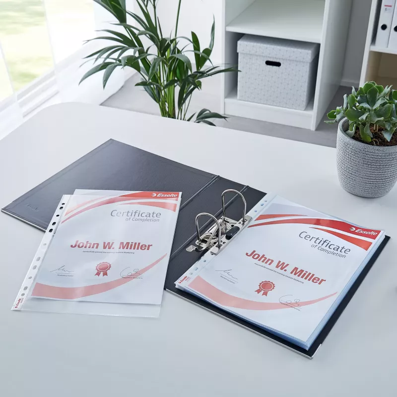 Esselte Tasche Heavy Duty 105my A4, 210 x 297 mm (A4), Transparent, Polypropylen (PP), Oben, 0,105 mm, 230 mm
