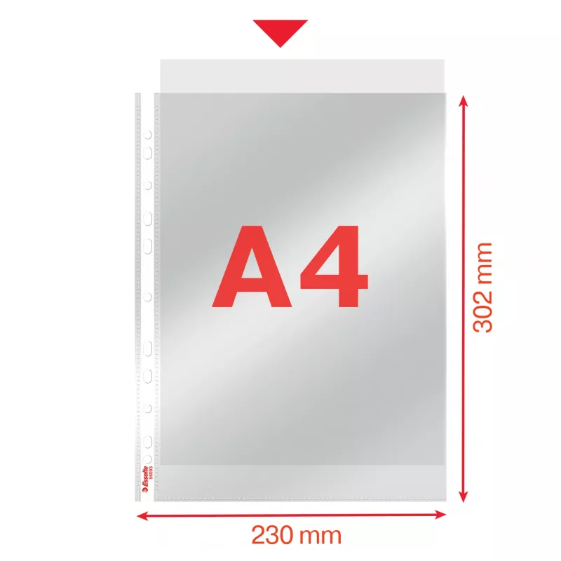 Esselte Tasche Heavy Duty 105my A4, 210 x 297 mm (A4), Transparent, Polypropylen (PP), Oben, 0,105 mm, 230 mm