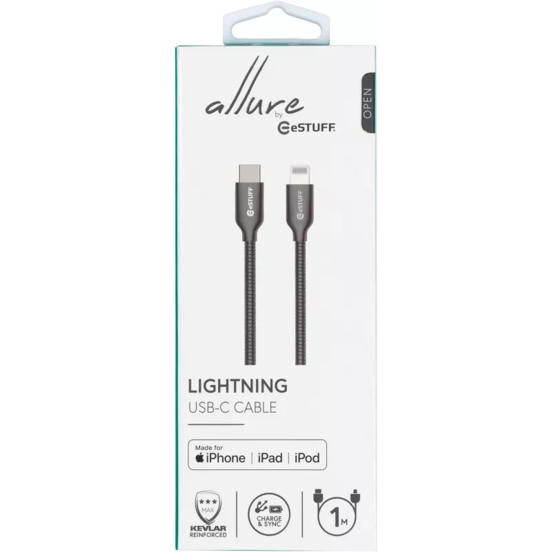 eSTUFF ES602160 Lightning-Kabel 1 m Edelstahl