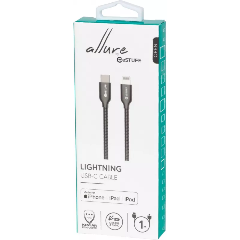 eSTUFF ES602160 Lightning-Kabel 1 m Edelstahl